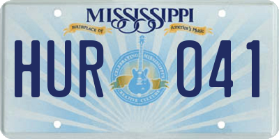 MS license plate HUR041