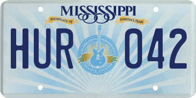 MS license plate HUR042