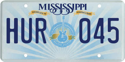 MS license plate HUR045