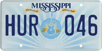 MS license plate HUR046