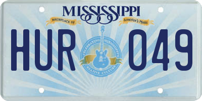 MS license plate HUR049