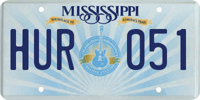 MS license plate HUR051