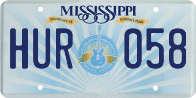 MS license plate HUR058