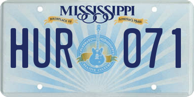 MS license plate HUR071