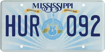 MS license plate HUR092