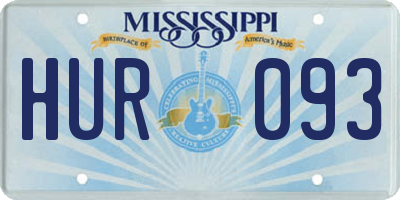 MS license plate HUR093