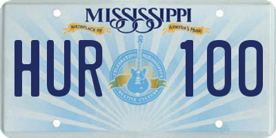 MS license plate HUR100