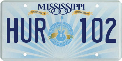 MS license plate HUR102