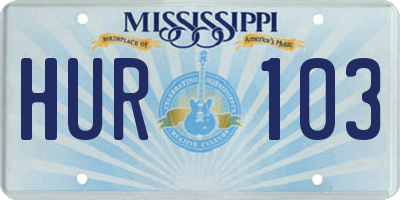 MS license plate HUR103
