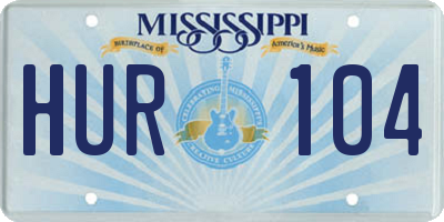 MS license plate HUR104