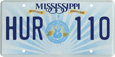 MS license plate HUR110