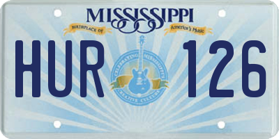 MS license plate HUR126