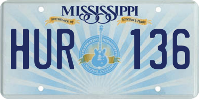 MS license plate HUR136