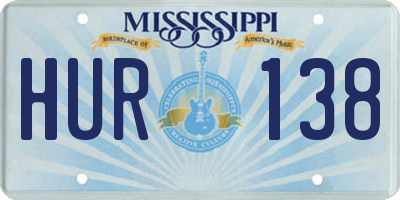 MS license plate HUR138