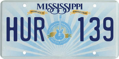 MS license plate HUR139