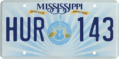 MS license plate HUR143