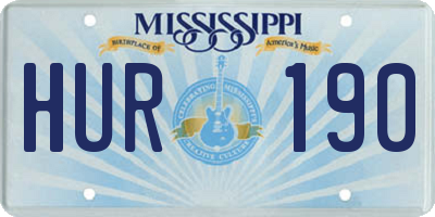 MS license plate HUR190