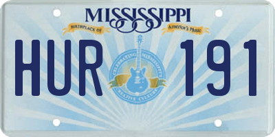 MS license plate HUR191