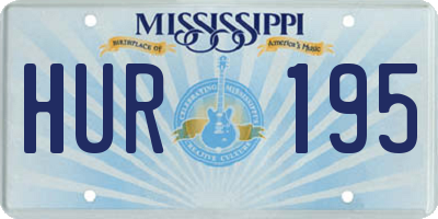 MS license plate HUR195