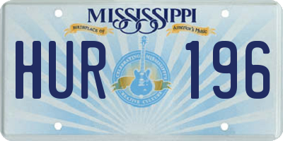 MS license plate HUR196