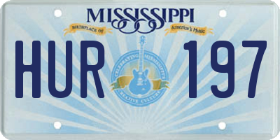 MS license plate HUR197