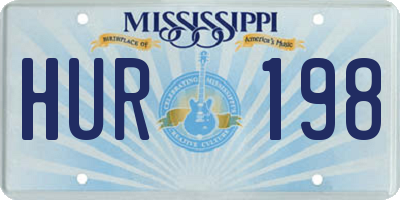 MS license plate HUR198