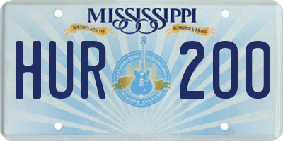 MS license plate HUR200