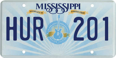 MS license plate HUR201