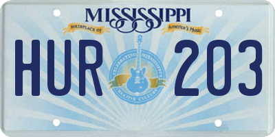 MS license plate HUR203