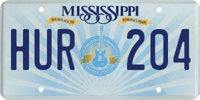 MS license plate HUR204