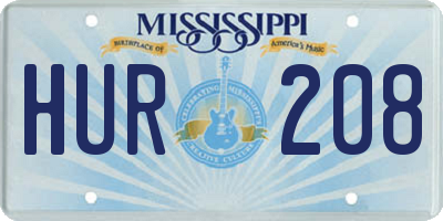MS license plate HUR208