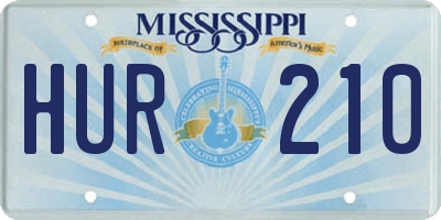 MS license plate HUR210