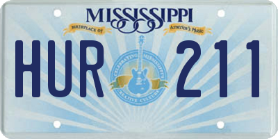 MS license plate HUR211