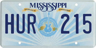 MS license plate HUR215