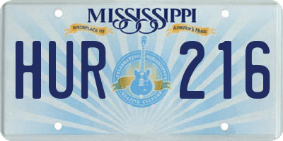 MS license plate HUR216