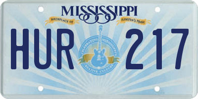 MS license plate HUR217