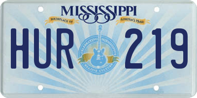 MS license plate HUR219