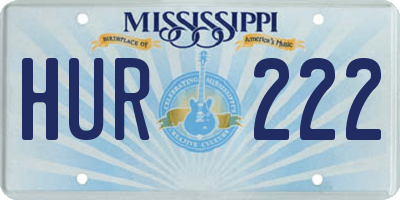 MS license plate HUR222
