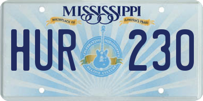 MS license plate HUR230