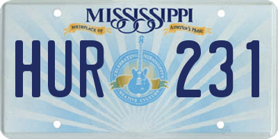 MS license plate HUR231