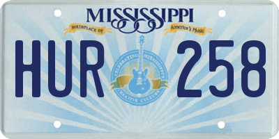 MS license plate HUR258