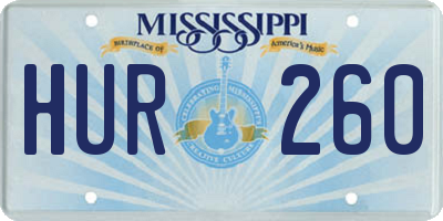 MS license plate HUR260
