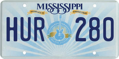 MS license plate HUR280