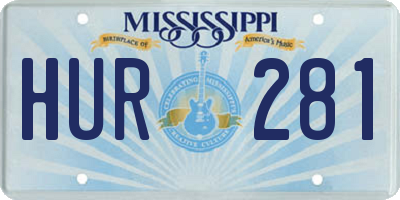 MS license plate HUR281