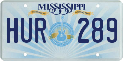 MS license plate HUR289