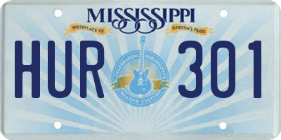 MS license plate HUR301
