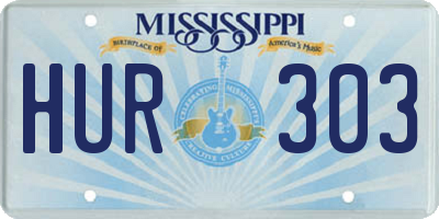 MS license plate HUR303