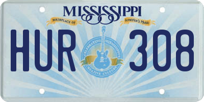 MS license plate HUR308