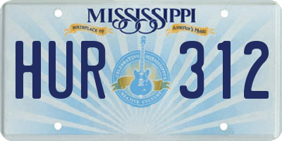 MS license plate HUR312