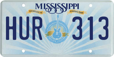 MS license plate HUR313